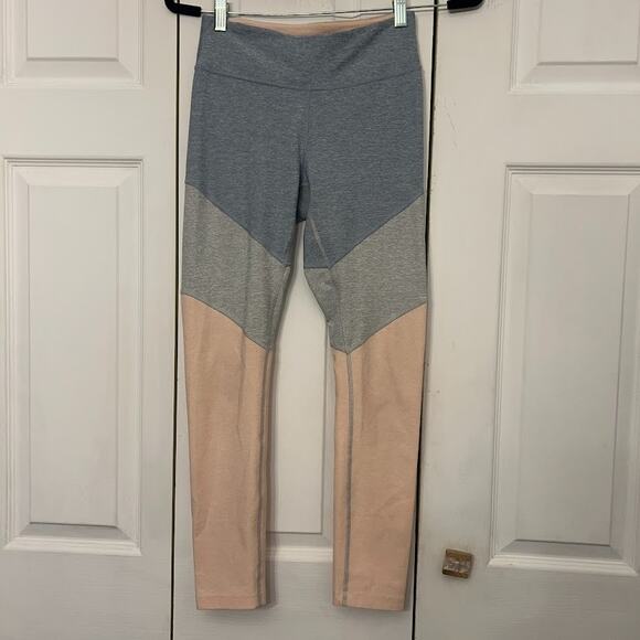 OUTDOOR VOICES Women’s S Springs 7/8 Colorblock Leggings Blue Gray Pink - Picture 1 of 12